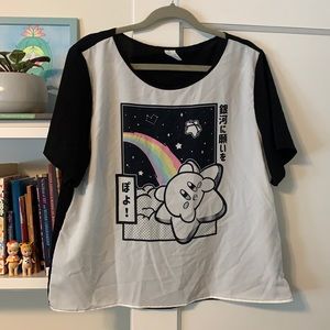 Cute kawaii Kirby shirt w/ Japanese text Nintendo